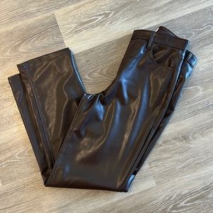 Abercrombie curve love leather pants in brown